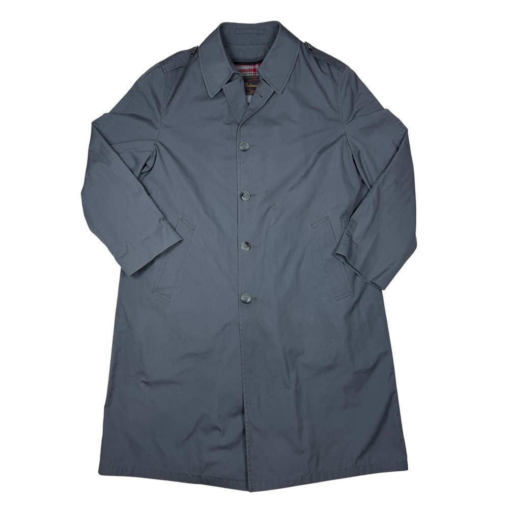 Botany‎ 500 Trench Coat Mens 42 Reg Grey Plaid Zip Out Lining Vintage USA Made